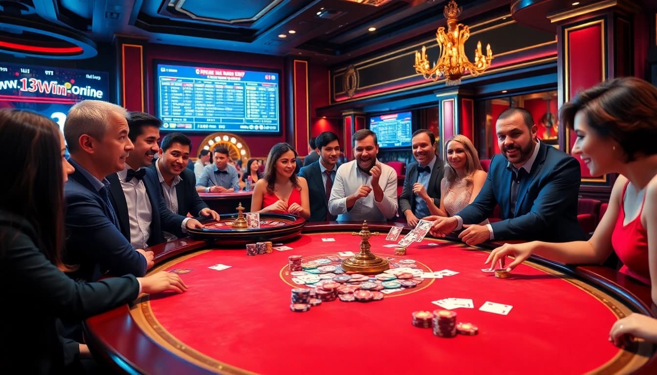 Experience vibrant casino excitement at https://13win2025.online/ with poker chips, cards, and a roulette wheel.
