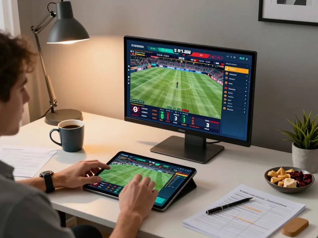 Betting on live sports events at home with 68win sports betting app in a cozy setting.