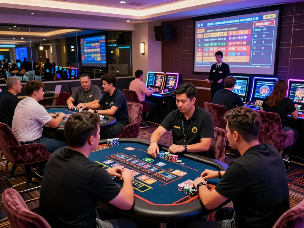 Exciting live casino gaming scene at bong99 with players enjoying interactive tables and colorful chips.