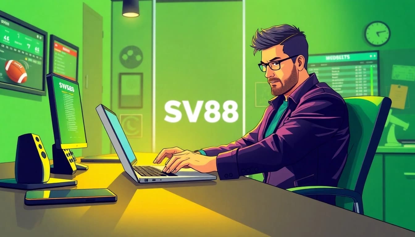 Bet online with SV88 as an engaged user interacts with a modern laptop.
