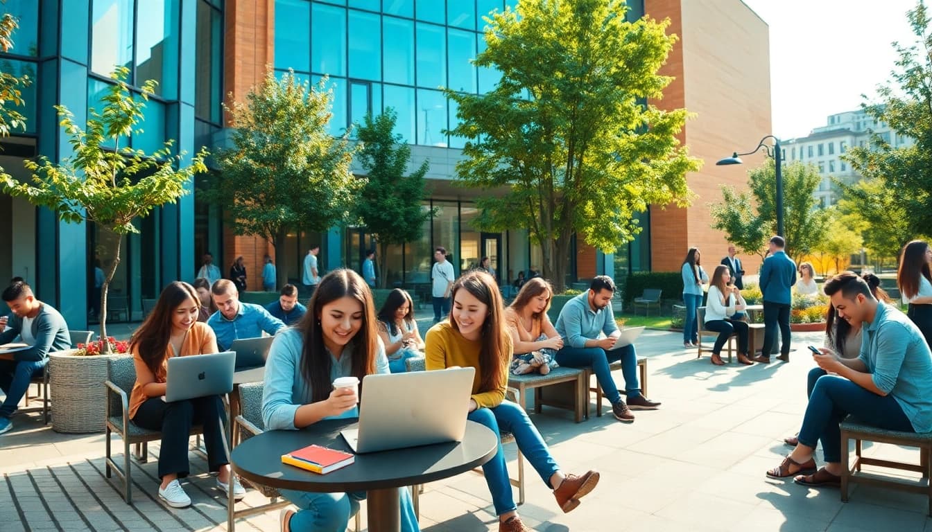 Engaging scene of students at Istanbul Medipol University apply, highlighting academic collaboration and diversity.