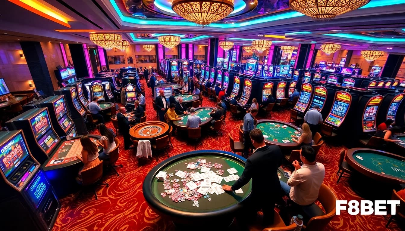 Experience the luxury and excitement of gambling at F8BET's vibrant casino floor.