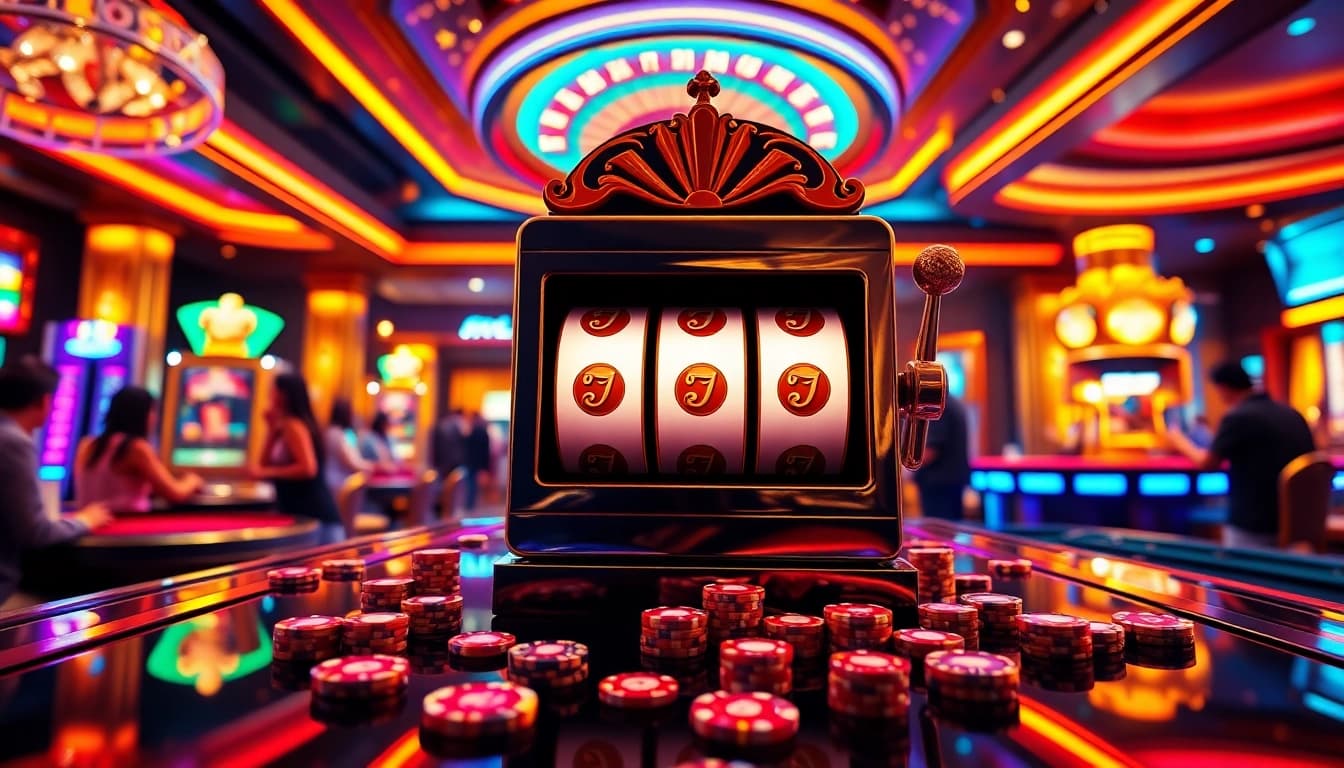 Engaged players enjoy the thrilling experience of the slot server kamboja no 1 in a vibrant casino setting.