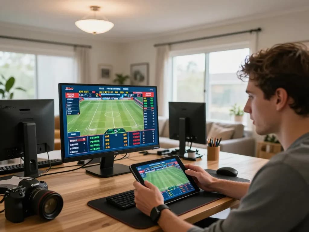 Betting live on tg88 platform with engaging sports statistics and modern home setting.