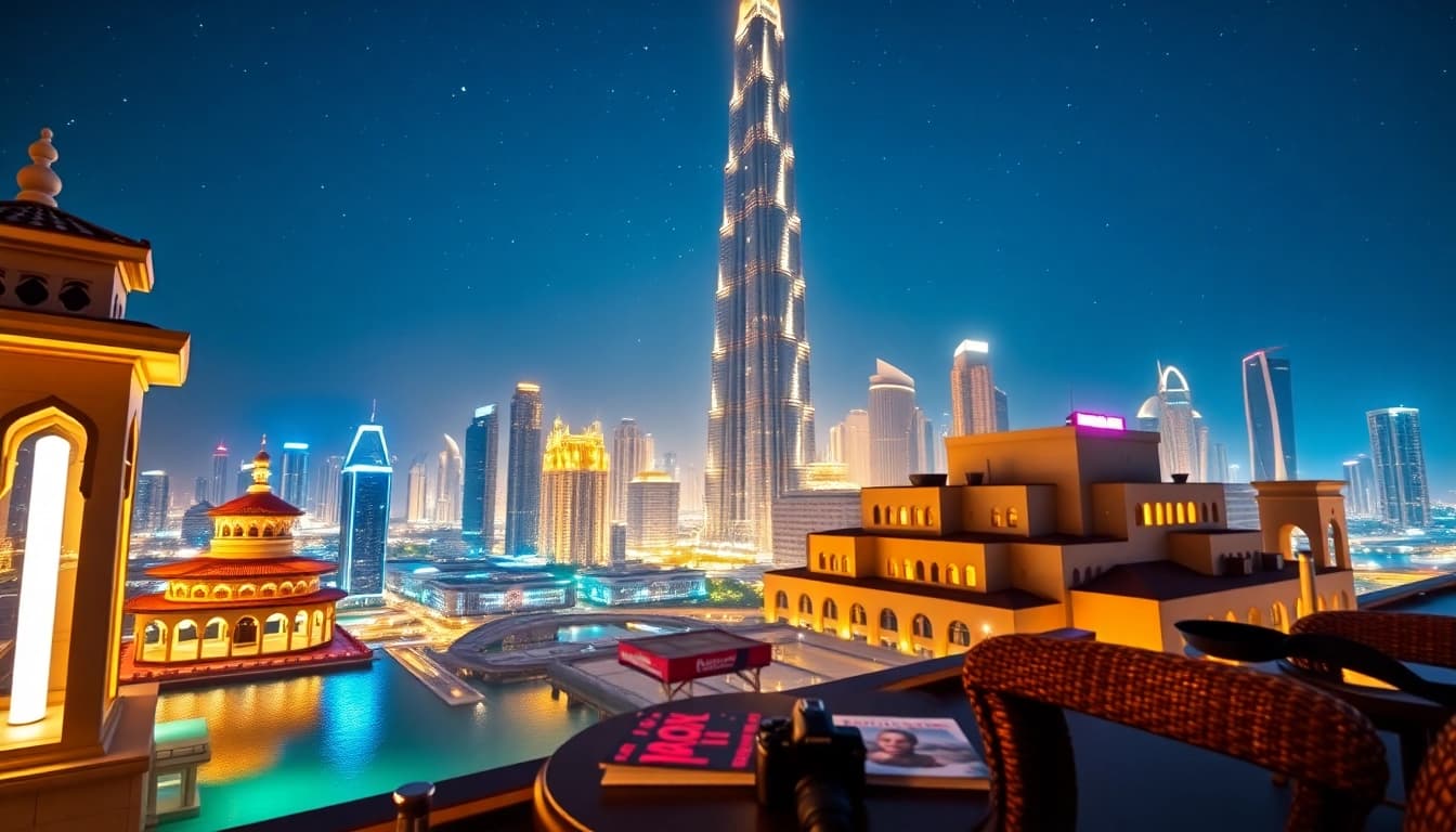Capturing the vibrant city lights of Dubai while traveling to Dubai.