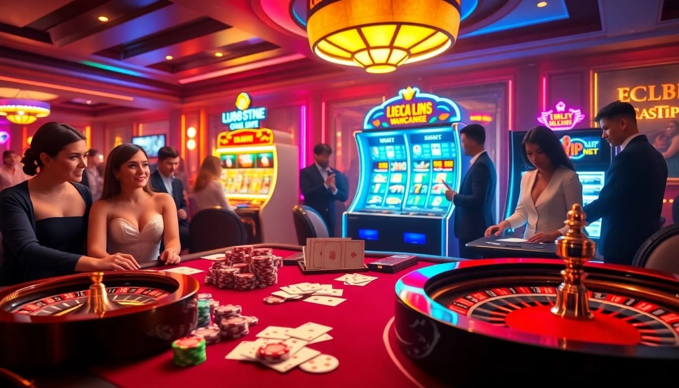 Experience the thrill of gaming at lu88vip.net with vibrant casino visuals.