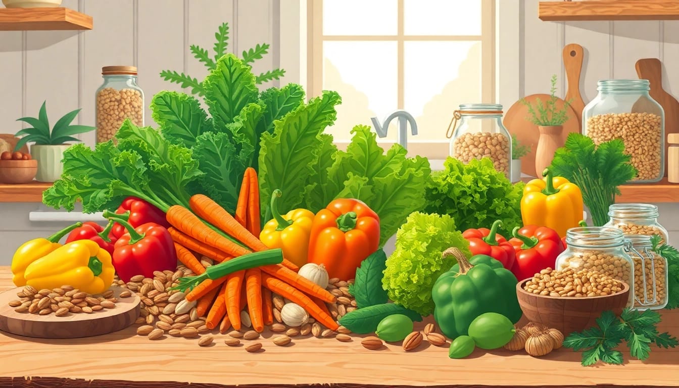Explore an array of colorful Healthy Food options prepared beautifully on a rustic wooden table.