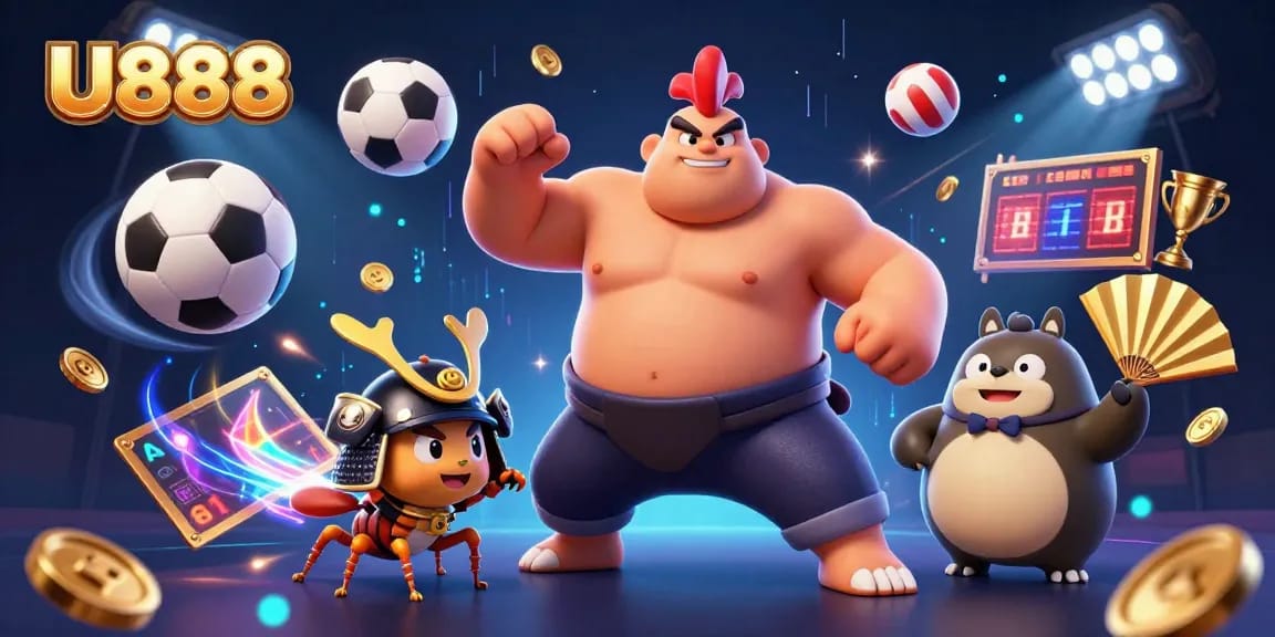 U888 betting scene showcasing a powerful rooster and fierce cricket in an exciting sports atmosphere.
