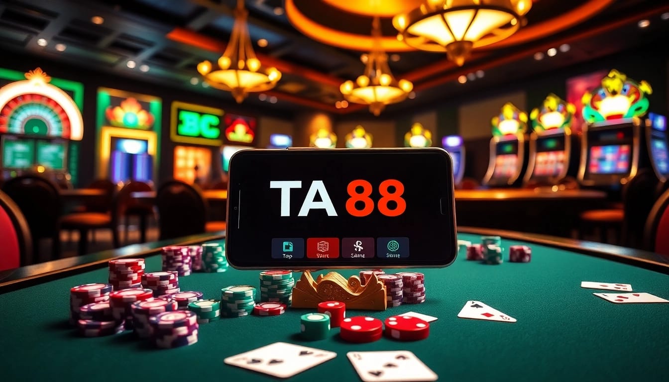 Experience thrilling gameplay with the ta88 app, featuring vibrant casino tables and dynamic chips.