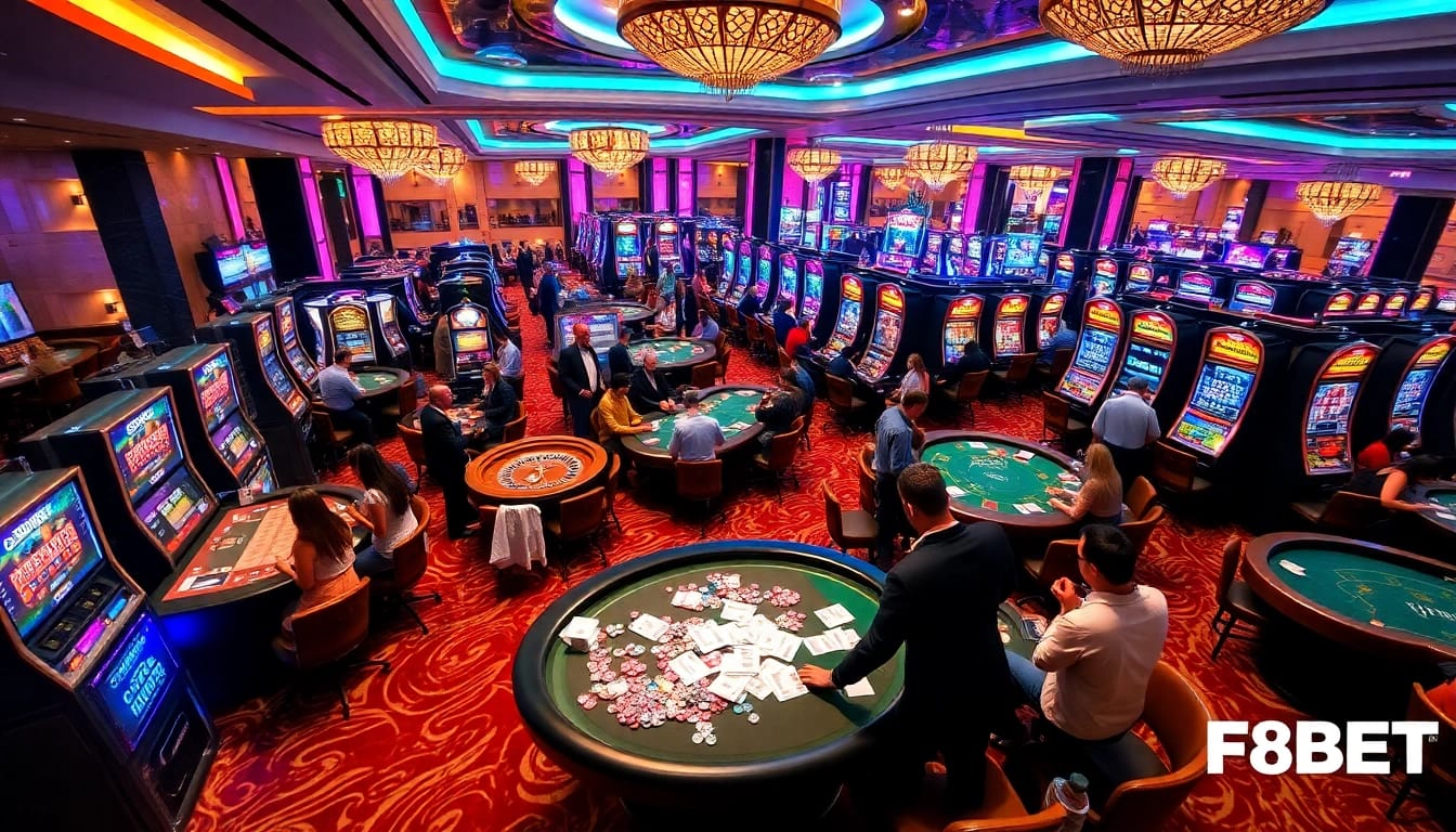 Experience the luxury and excitement of gambling at F8BET's vibrant casino floor.