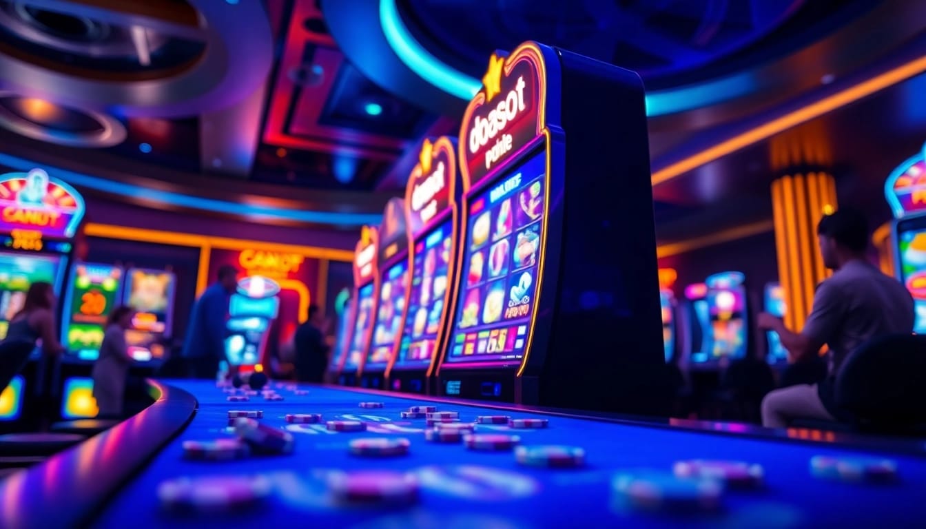 Exciting close-up of the doaslot gaming machine in a vibrant casino.
