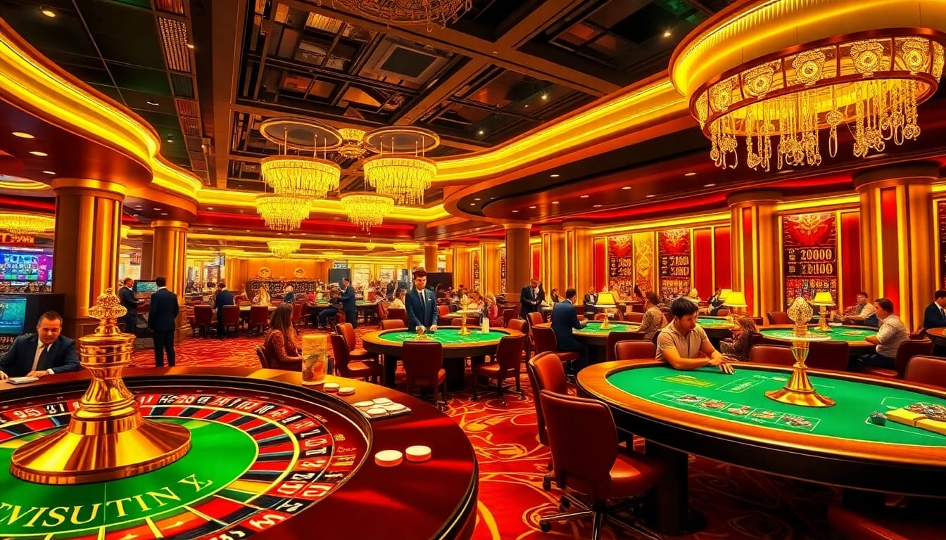 Experience the luxury of gambling at RAJABARONG with vibrant casino visuals and a high-stakes atmosphere.
