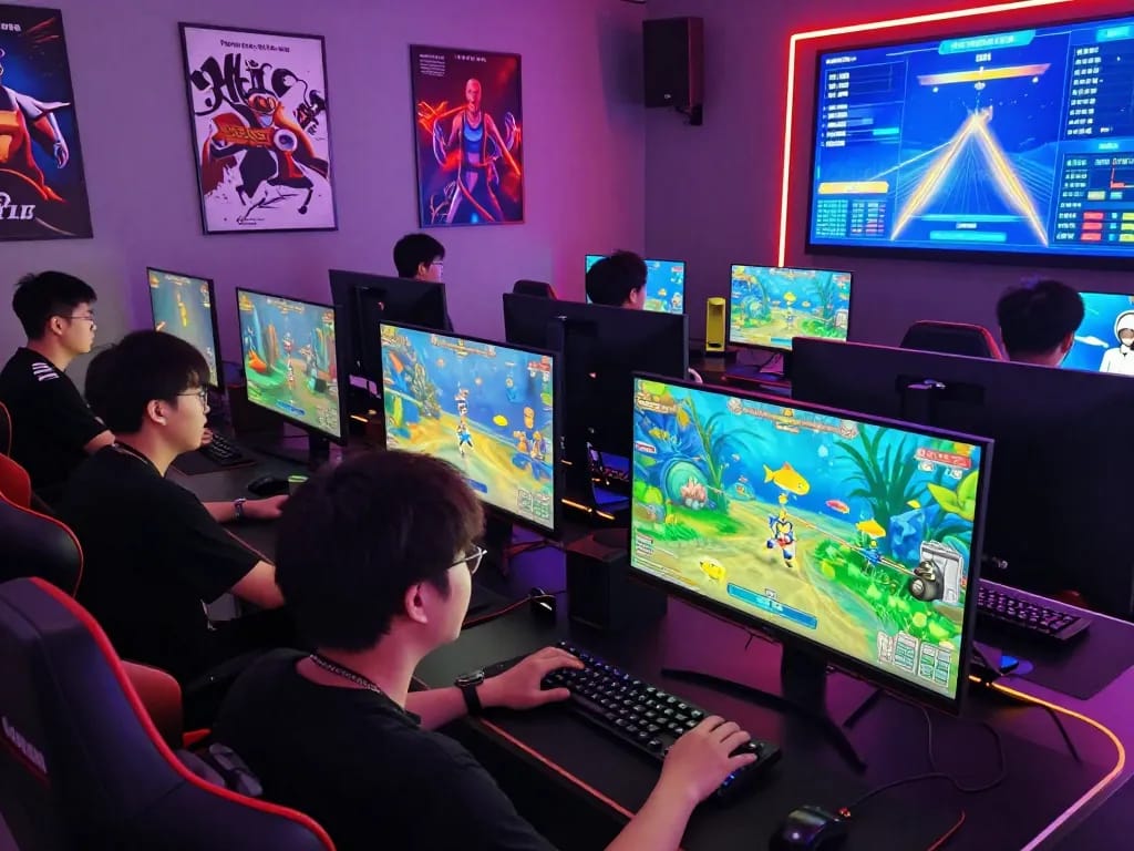 Engaging players at https://99wina.org/ enjoying a 3D fish shooting game in a vibrant online gaming environment.