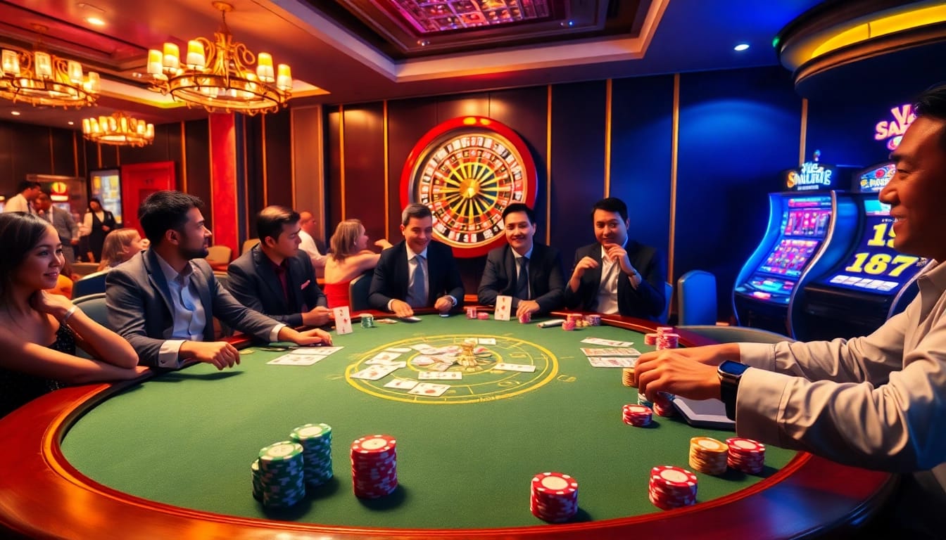 Experience the thrill of gaming with code xin88 at a vibrant casino poker table.