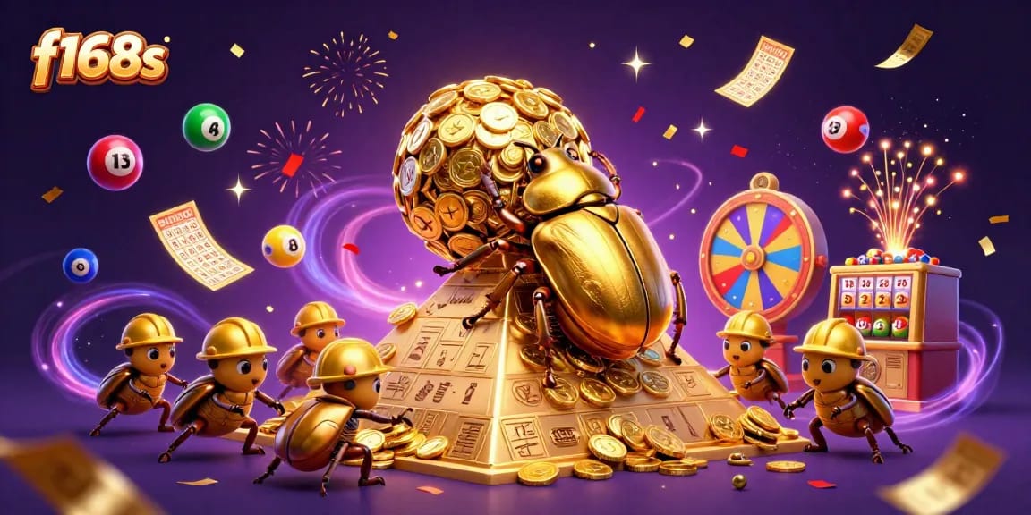 Experience the thrill of winning at f168s with vibrant lottery and casino elements.