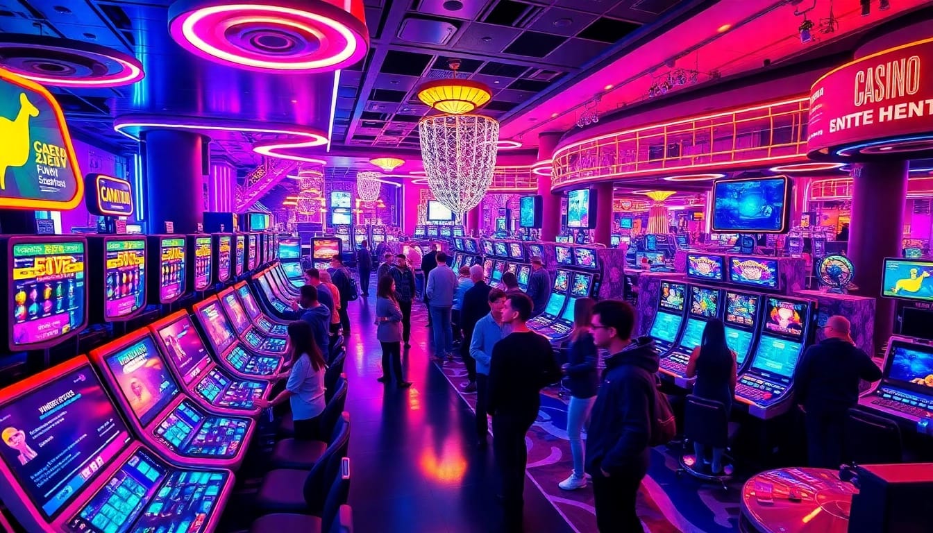 Experience the thrill of New Technology in a futuristic casino setting filled with holographic games.