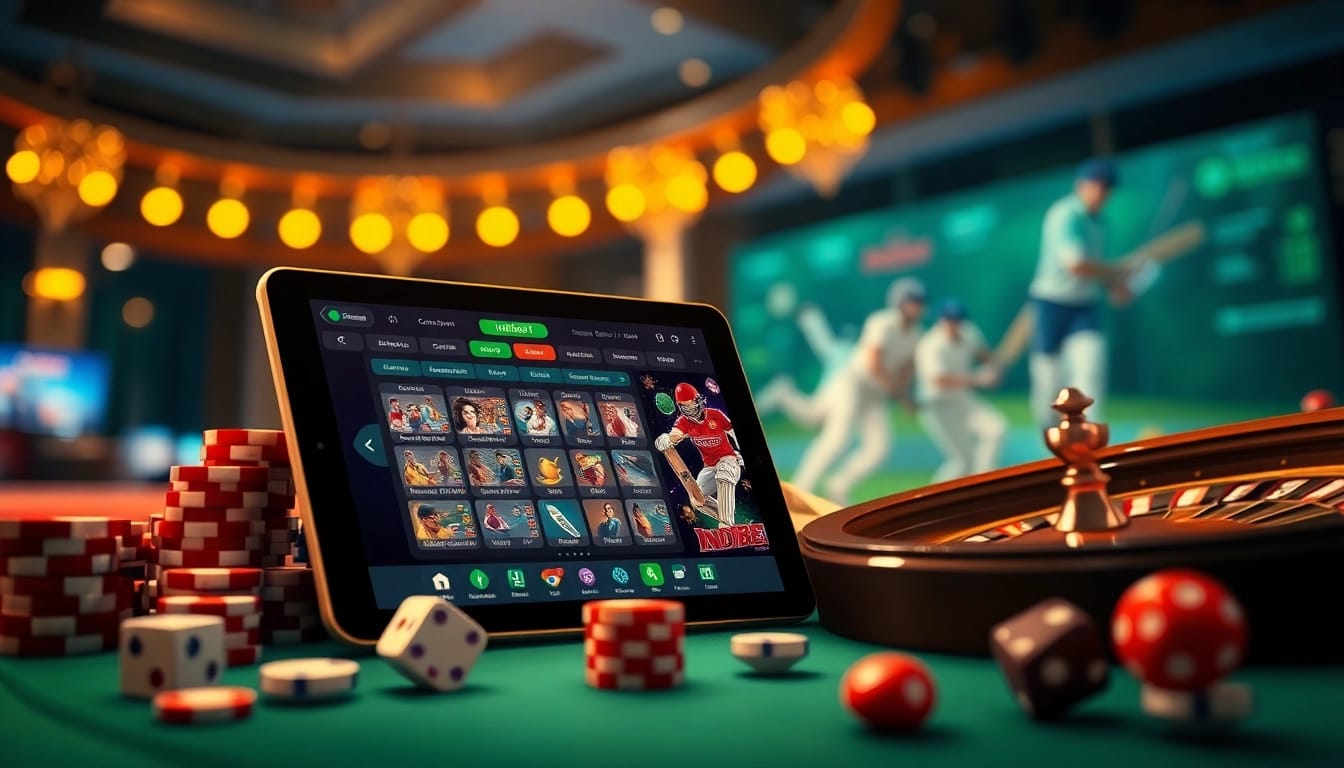 Experience the thrill of indibet online with a vibrant casino scene featuring sports betting elements.