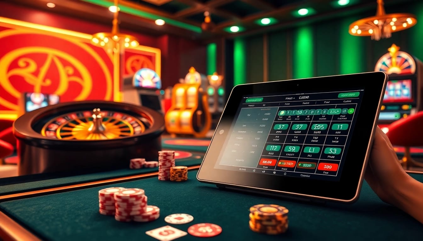 Exciting online casino scene at https://mk8th.net/ featuring roulette tables, slot machines, and gambling technology.