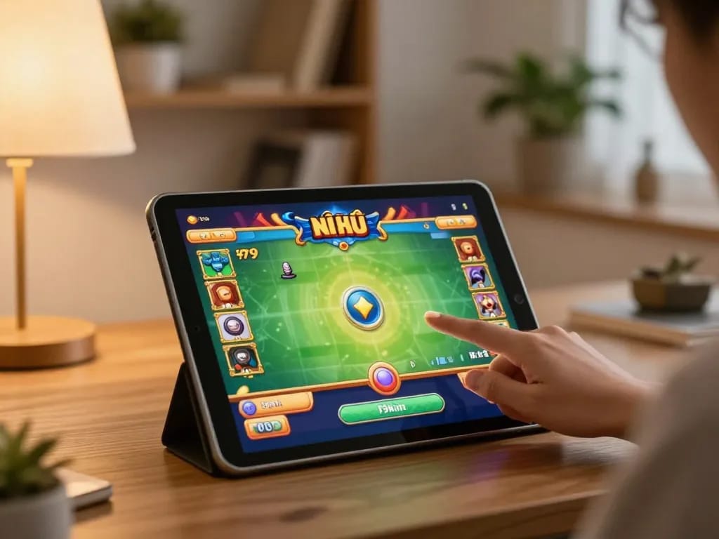 Nổ hũ 79king gameplay on a tablet, showcasing a strategic online casino experience