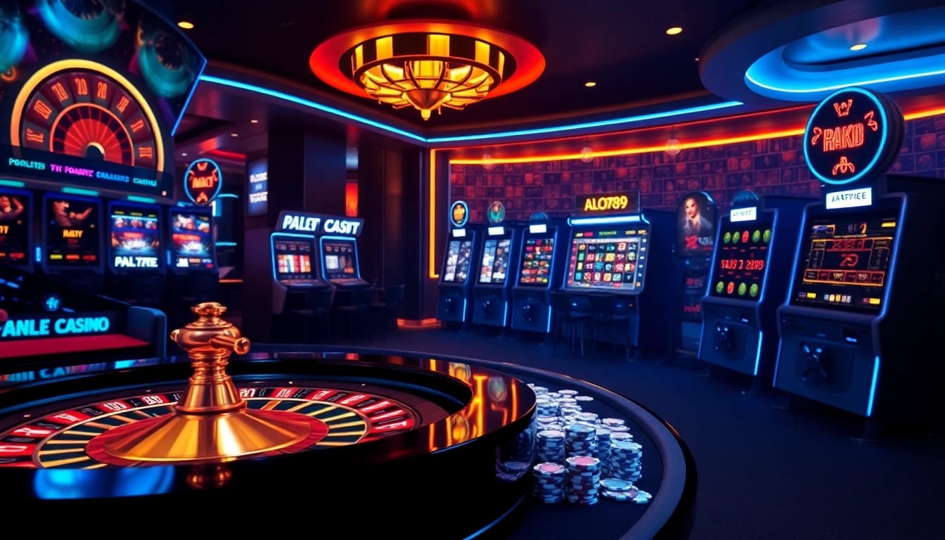 Experience high-stakes betting action with ALO 789, showcasing vibrant casino elements and excitement.