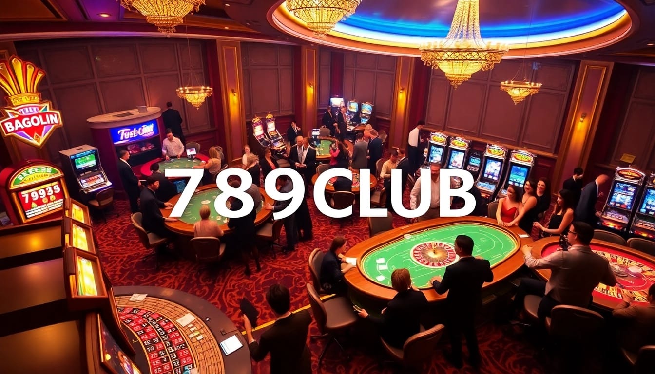 789CLUB players engaging in thrilling casino games, capturing excitement and luxury on the floor.