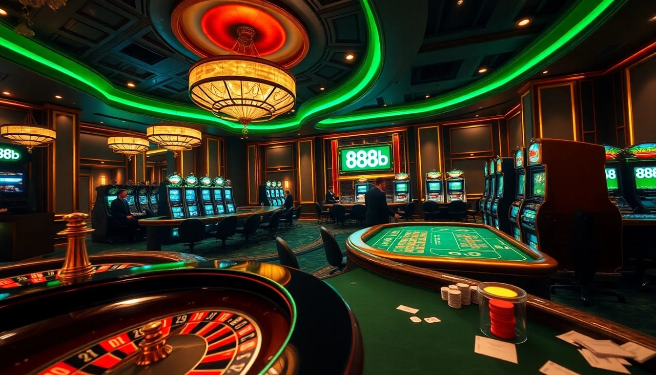 Place your bets at 888b casino tables featuring vibrant roulette wheels and lively slot machines.