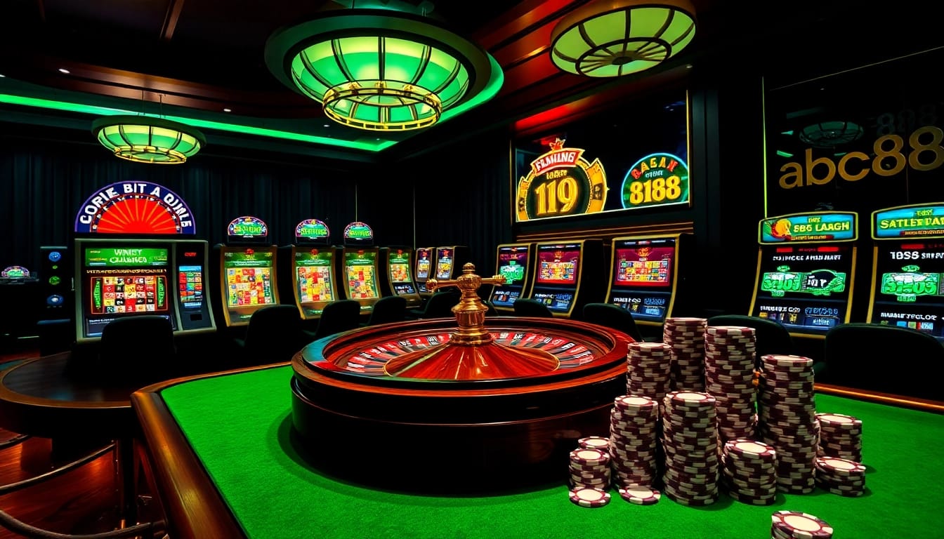 Experience exciting online gambling at abc88 with vibrant slot machines and live roulette action.