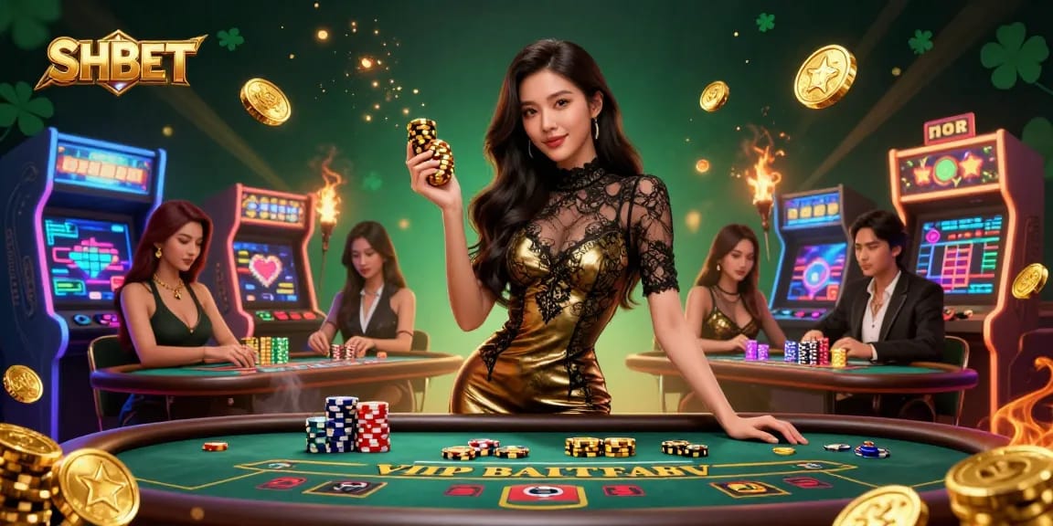Engage in thrilling high-stakes actions at SHBET's glamorous baccarat tables.