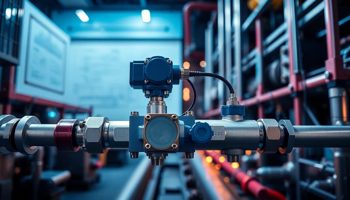 View of the HM88 Series Three-Valve Direct Mount Manifold in a professional industrial setting, showcasing precision engineering.