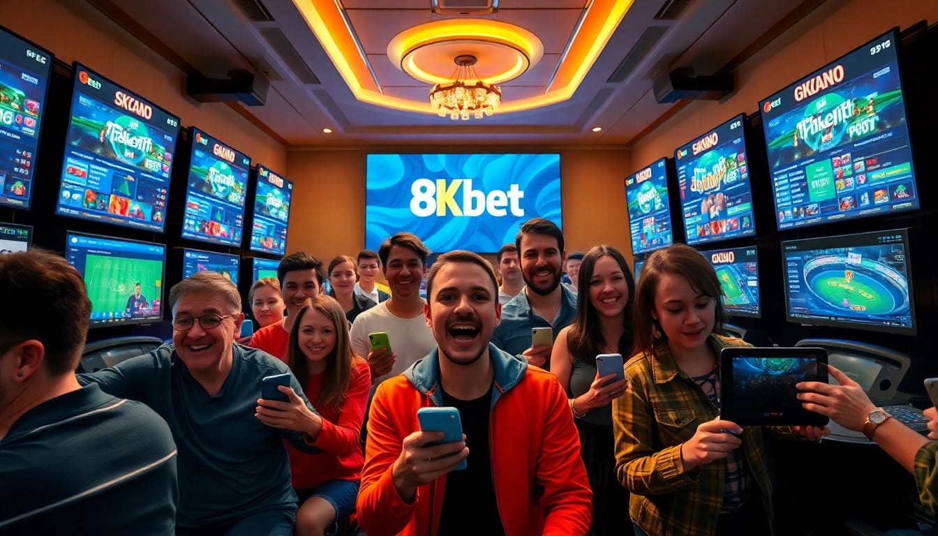 8Kbet online gaming scene with diverse players enjoying betting activities.