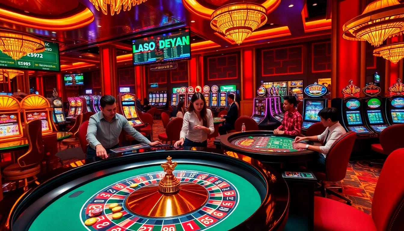 EE88 players enjoying an exciting roulette game in a luxurious online casino setting.