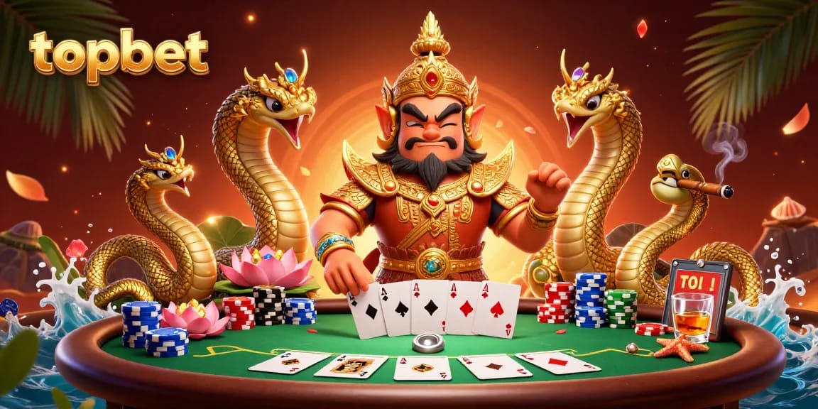 Enhance your gaming with topbet's vibrant casino atmosphere surrounded by poker elements.