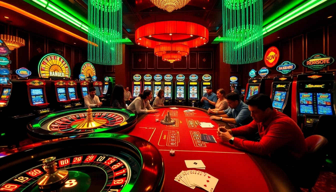 Experience the thrill of RAJABARONG at a vibrant casino with roulette and poker action.