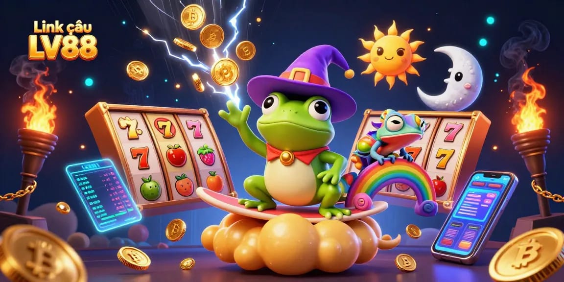 Experience thrilling gameplay with the vibrant Link vào LV88 illustration featuring dynamic casino elements.