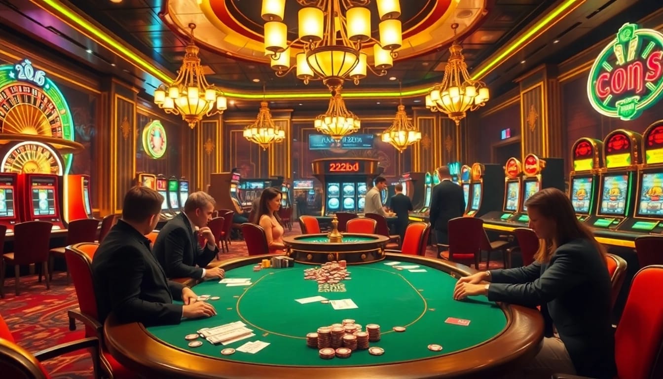 Experience thrilling gameplay at 222bd with vibrant casino tables and exciting slot machines.
