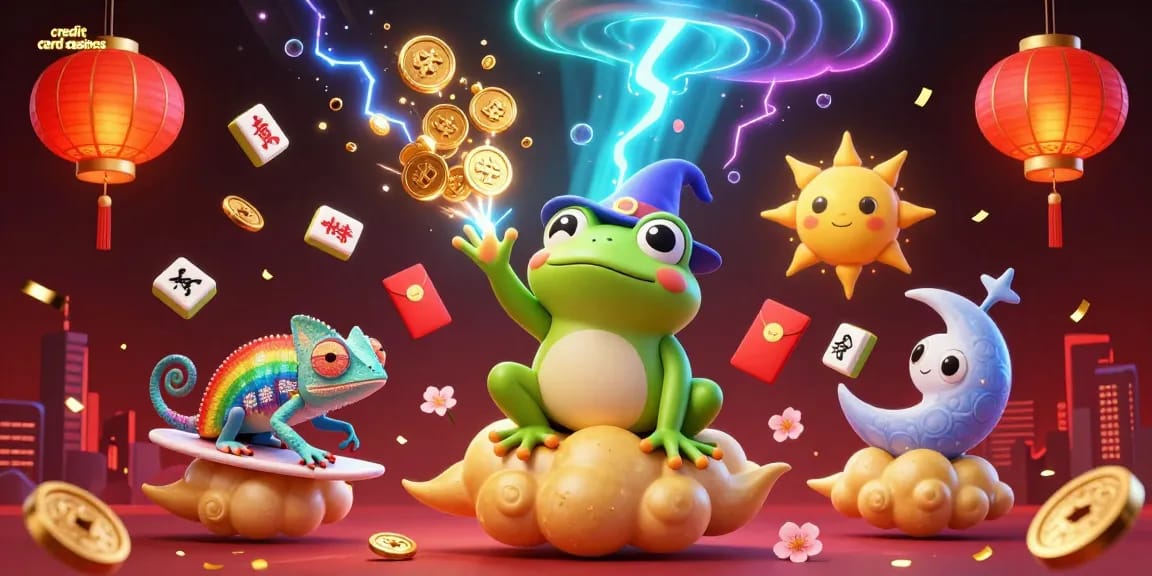 Experience the thrill of credit card casinos with a vibrant 3D illustration showcasing fun gaming elements.