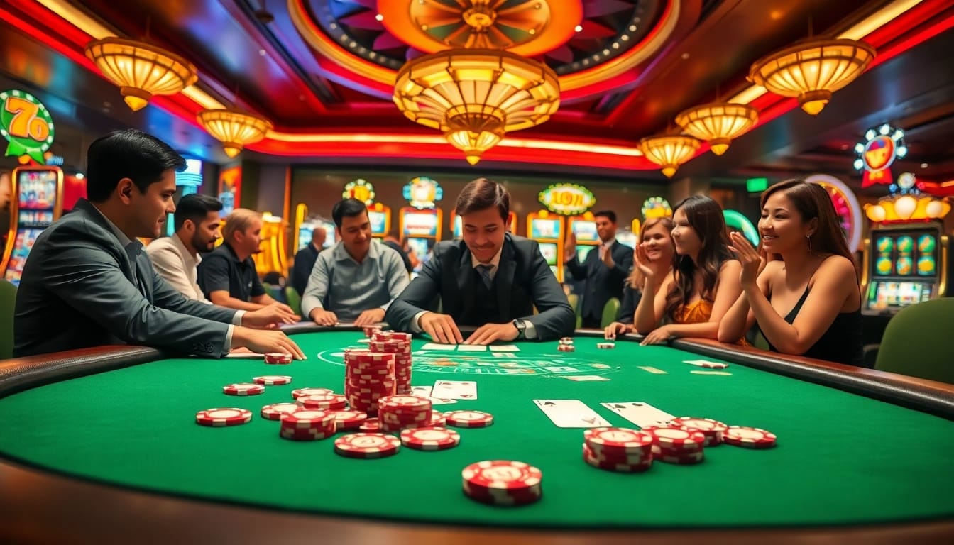 Experience excitement at https://ok365.free/ with a high-stakes poker scene in a luxurious casino setting.
