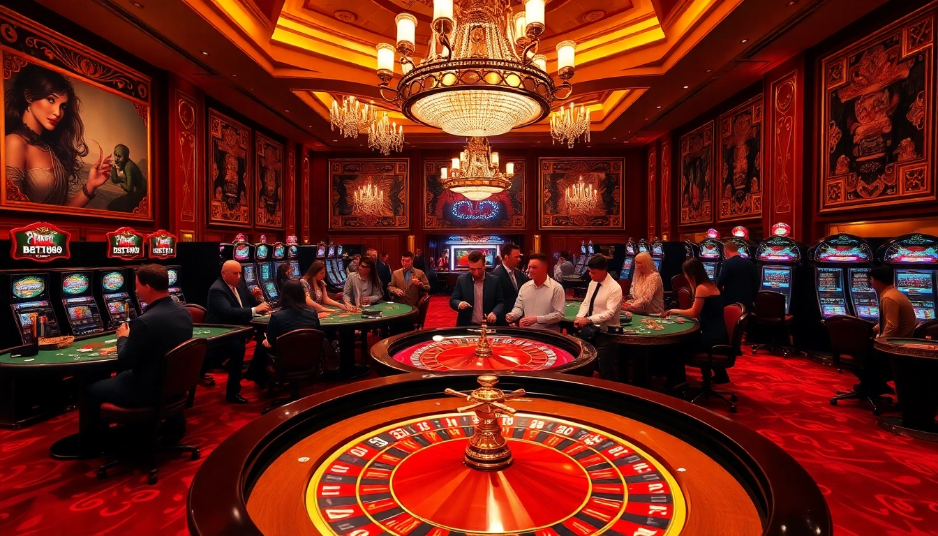 Experience the thrill of Bet168 with players at a roulette table in an elegant casino.