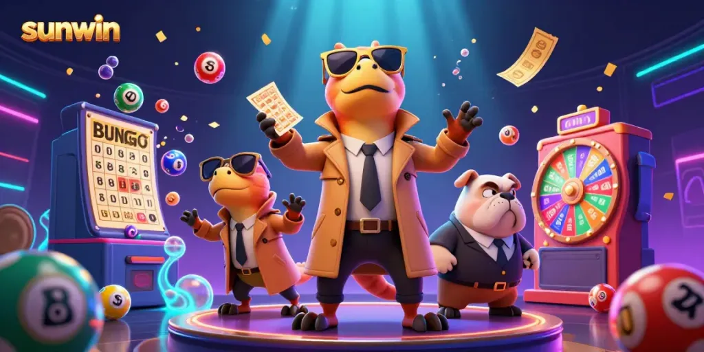 Experience the excitement of sunwin as raptors humorously attempt entry into a VIP casino lounge, surrounded by vibrant gaming elements.