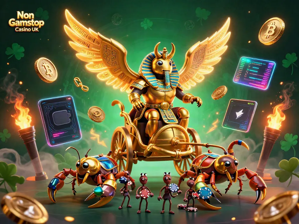 Experience excitement at Non Gamstop Casino UK with thrilling games illustrated in a vibrant 3D scene.