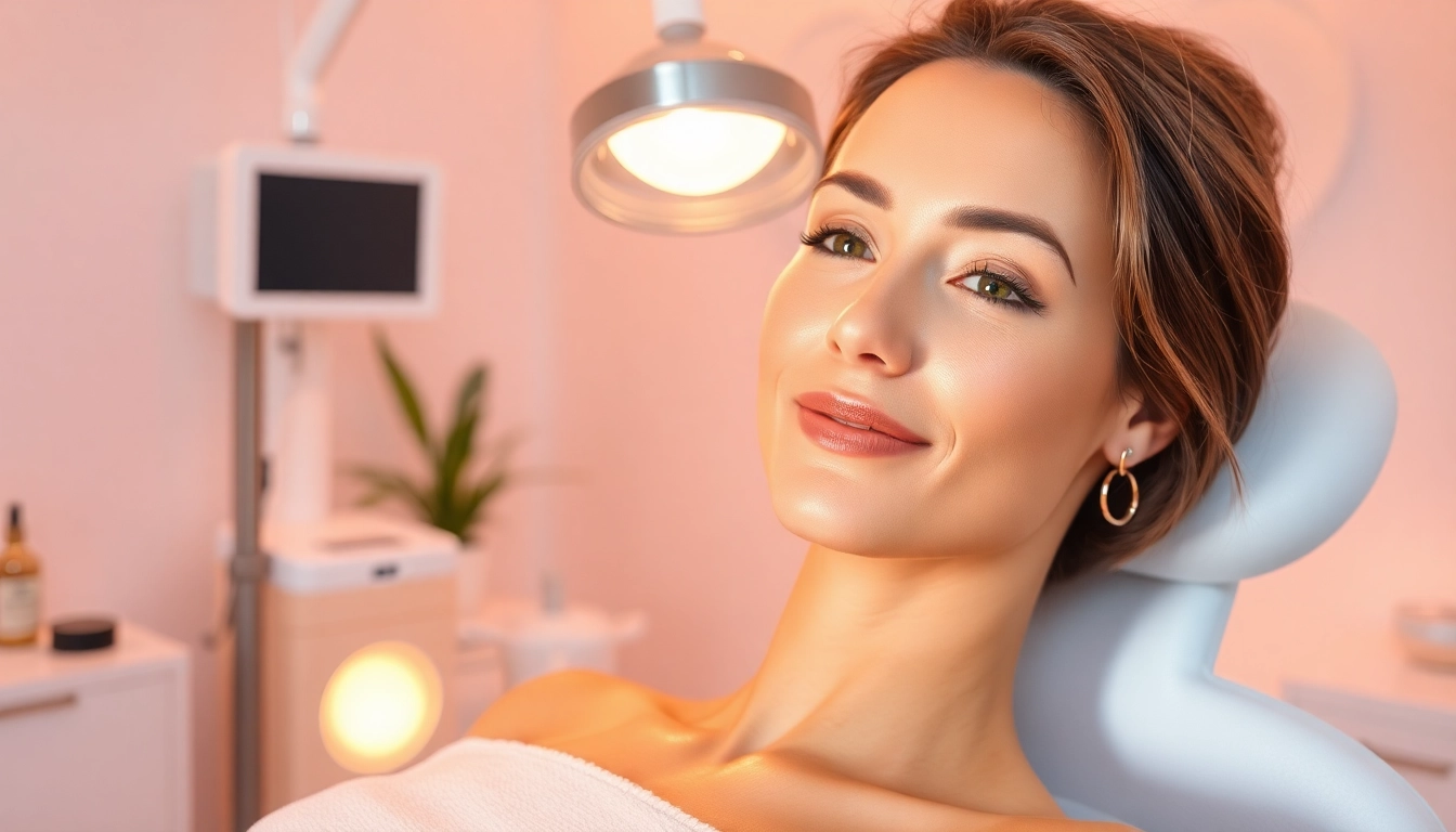 Epilare definitiva Sibiu in a modern beauty clinic, showcasing a relaxed client enjoying rejuvenating facial treatment.