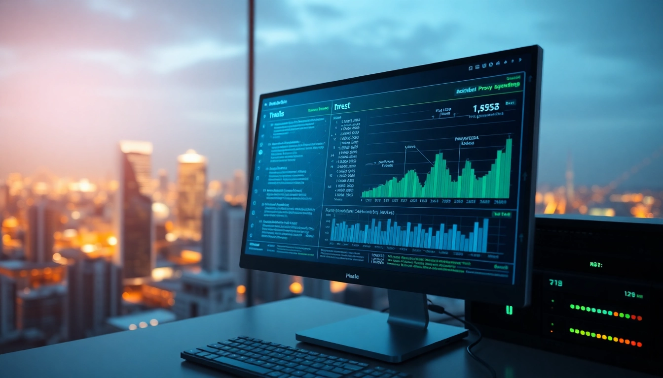 Utilizing a residential proxy network through an abstract digital landscape, illustrating connectivity.