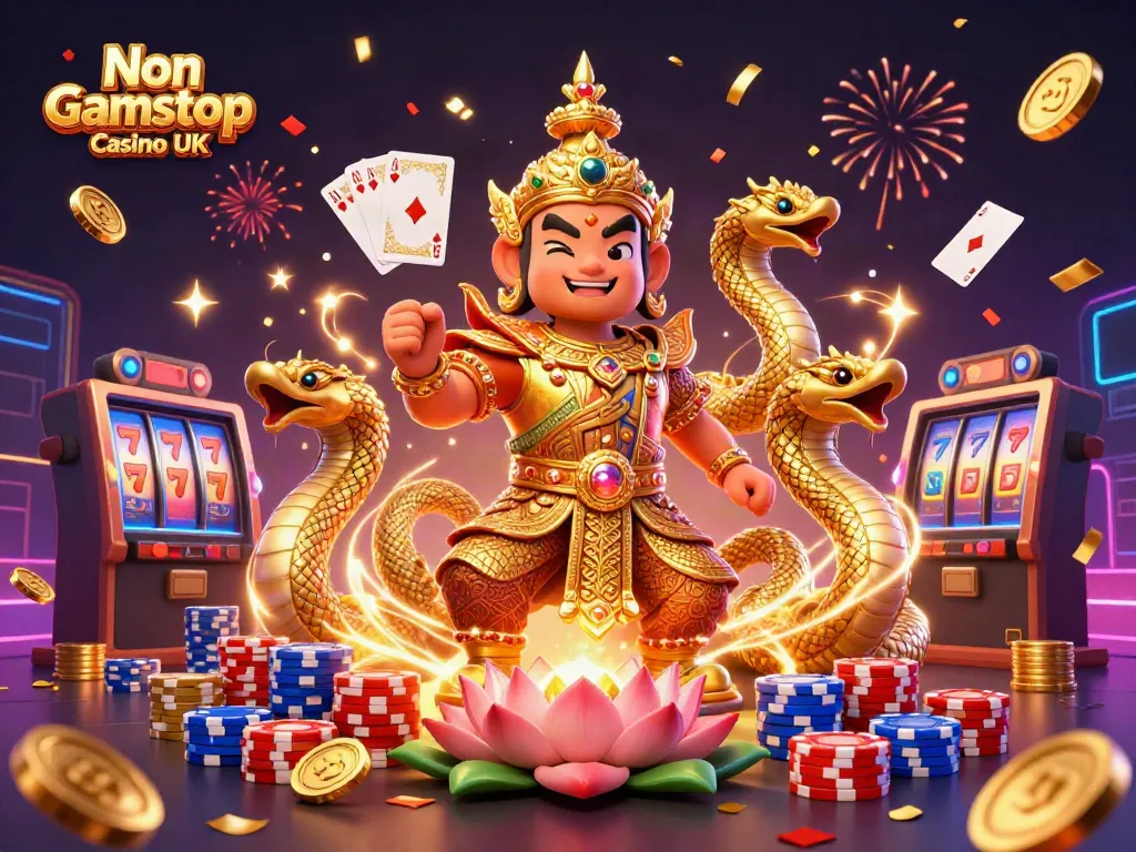 Engaging scene from a Non Gamstop Casino UK featuring vibrant characters and dynamic casino elements