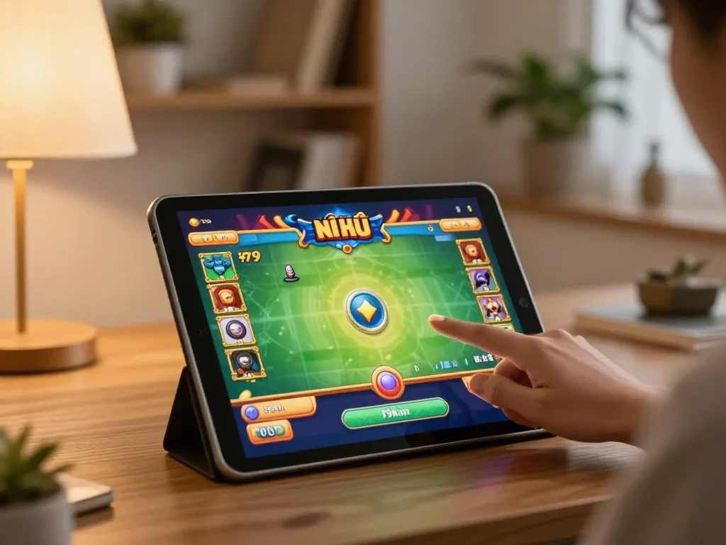 Nổ hũ 79king gameplay on a tablet, showcasing a strategic online casino experience