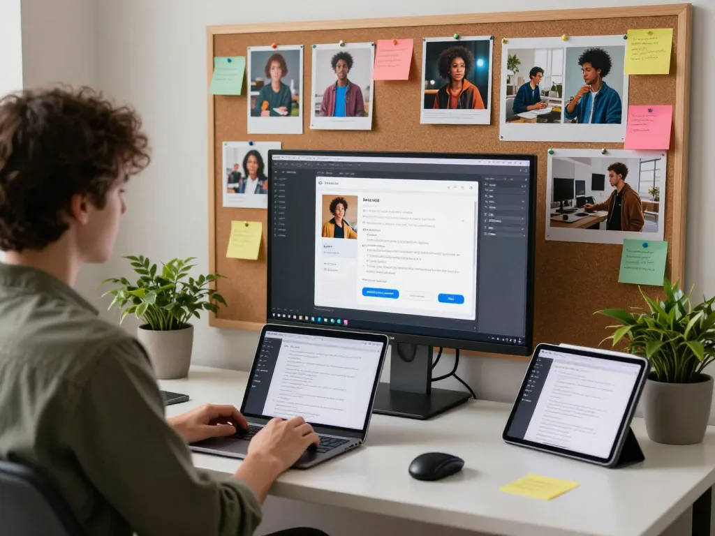 Transform an image to prompt using AI in a modern workspace with user-friendly tools.