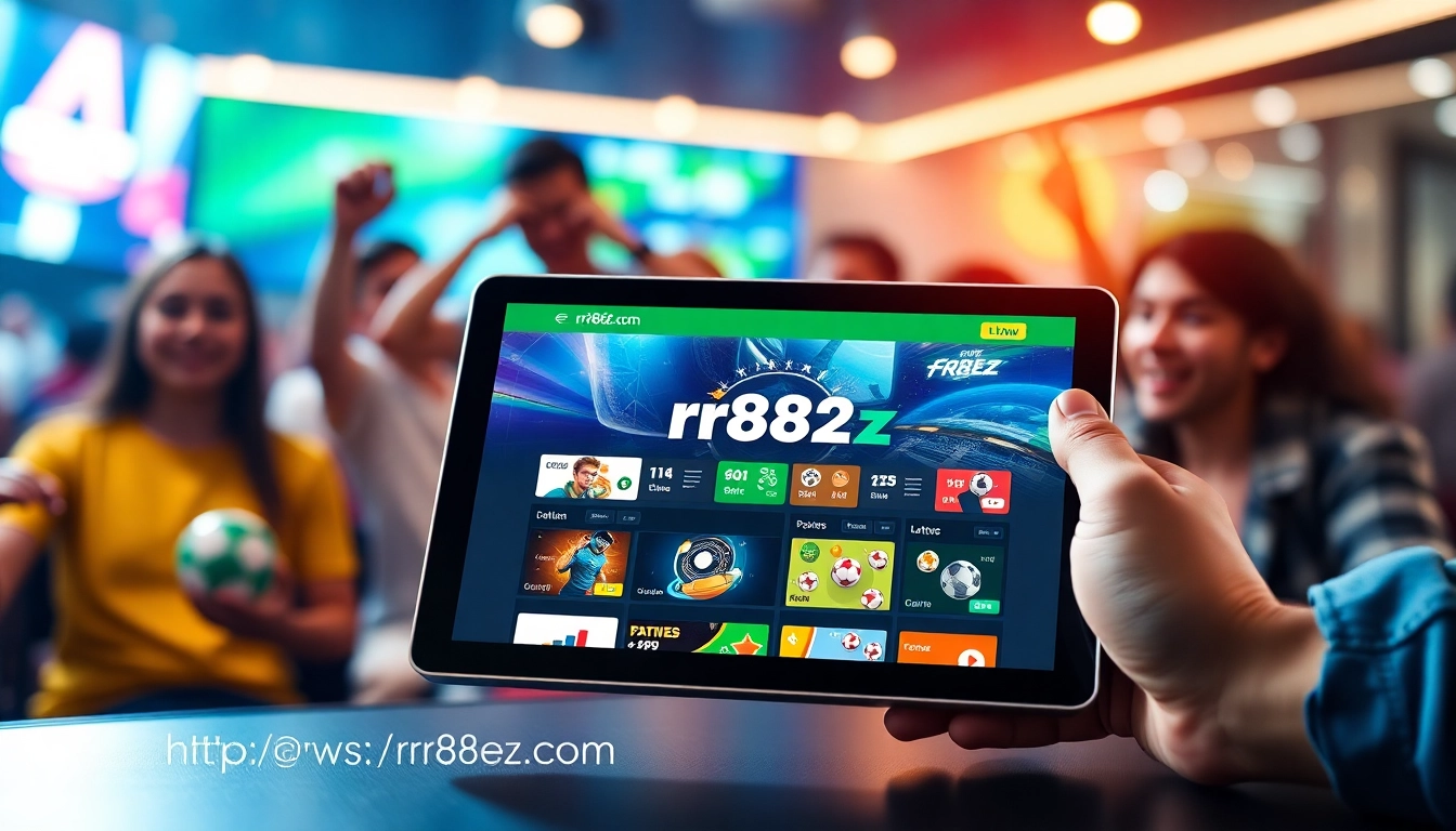 Experience the thrill of online betting at https://rr88ez.com/ with vibrant graphics showcasing various games.