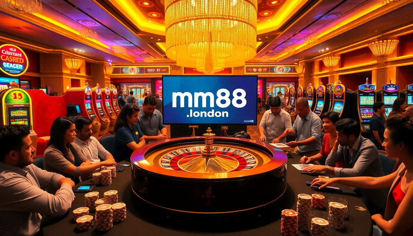 Experience thrilling excitement at MM88 London casino with vibrant roulette tables and engaged players.