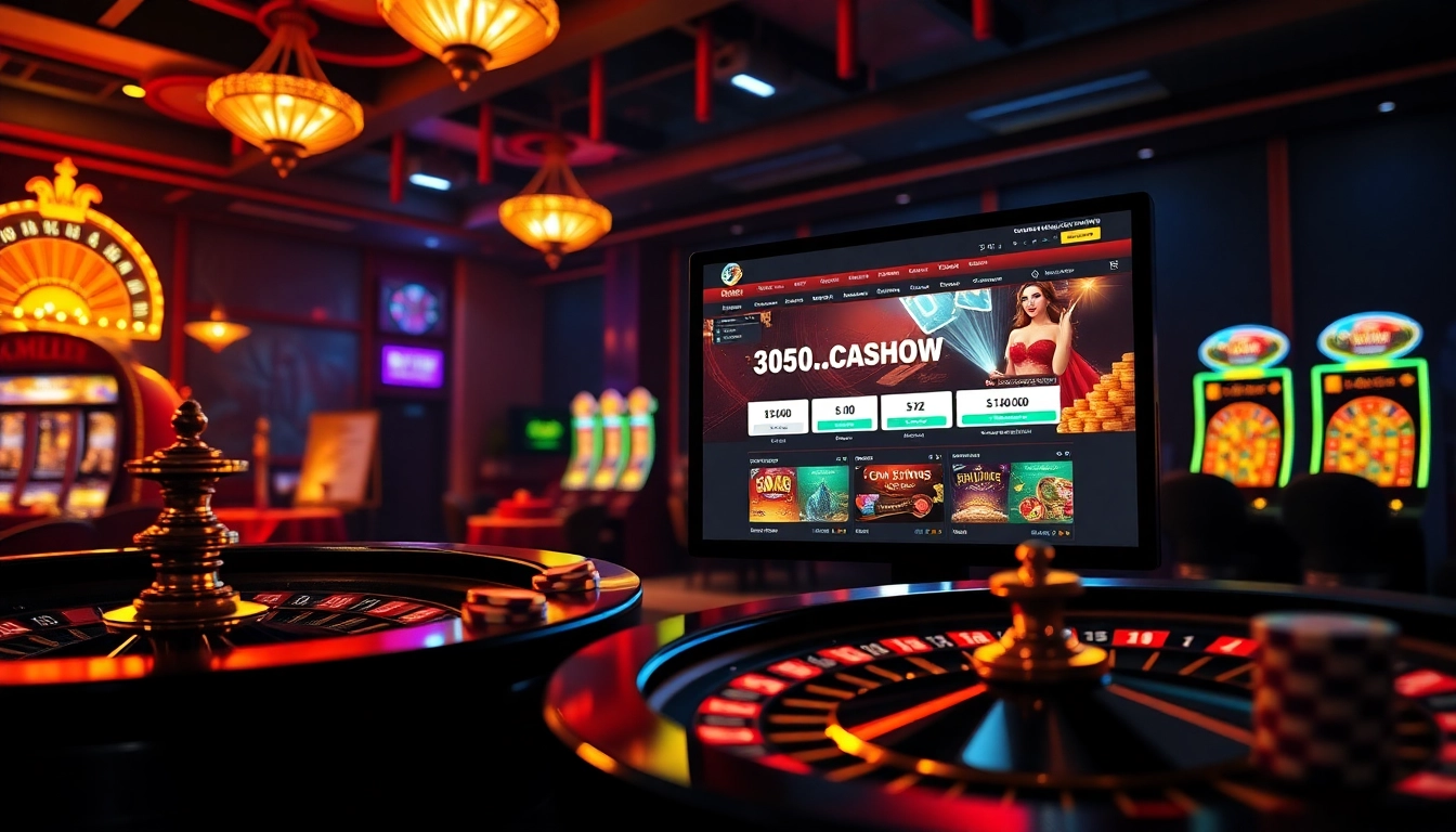 Experience thrilling gaming at https://9win1.online/ with poker chips and a roulette wheel in a vibrant casino scene.