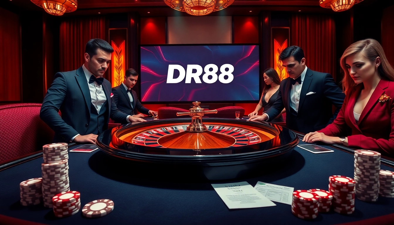 Experience the thrill of DR88 with professional gamblers at a luxurious casino table.