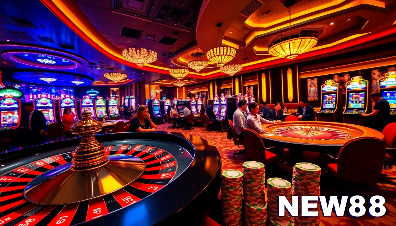 Experience the thrill of betting at NEW88 with vibrant casino games and roulette action.